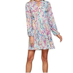 Blush Floral Long Sleeve Dress Women’s Size Large L Transitional Spring Beachy